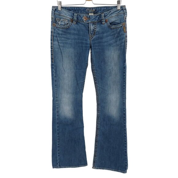 Silver Jeans Denim - Silver Womens 30 Tuesday Distressed Denim Jeans Bootcut Boot Cut Cotton Blend